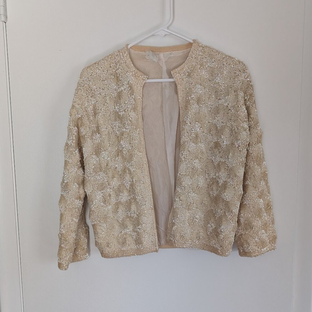 Vintage Beaded Cardigan Size 12 PLEASE Check measurements